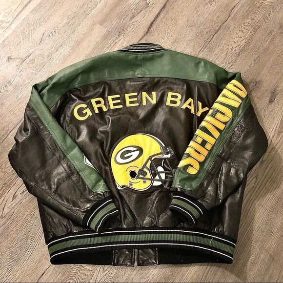 G3 Vintage G-III Carl Banks Green Bay Packers Full Genuine Leather Jacket XXL 2X - Picture 8 of 11